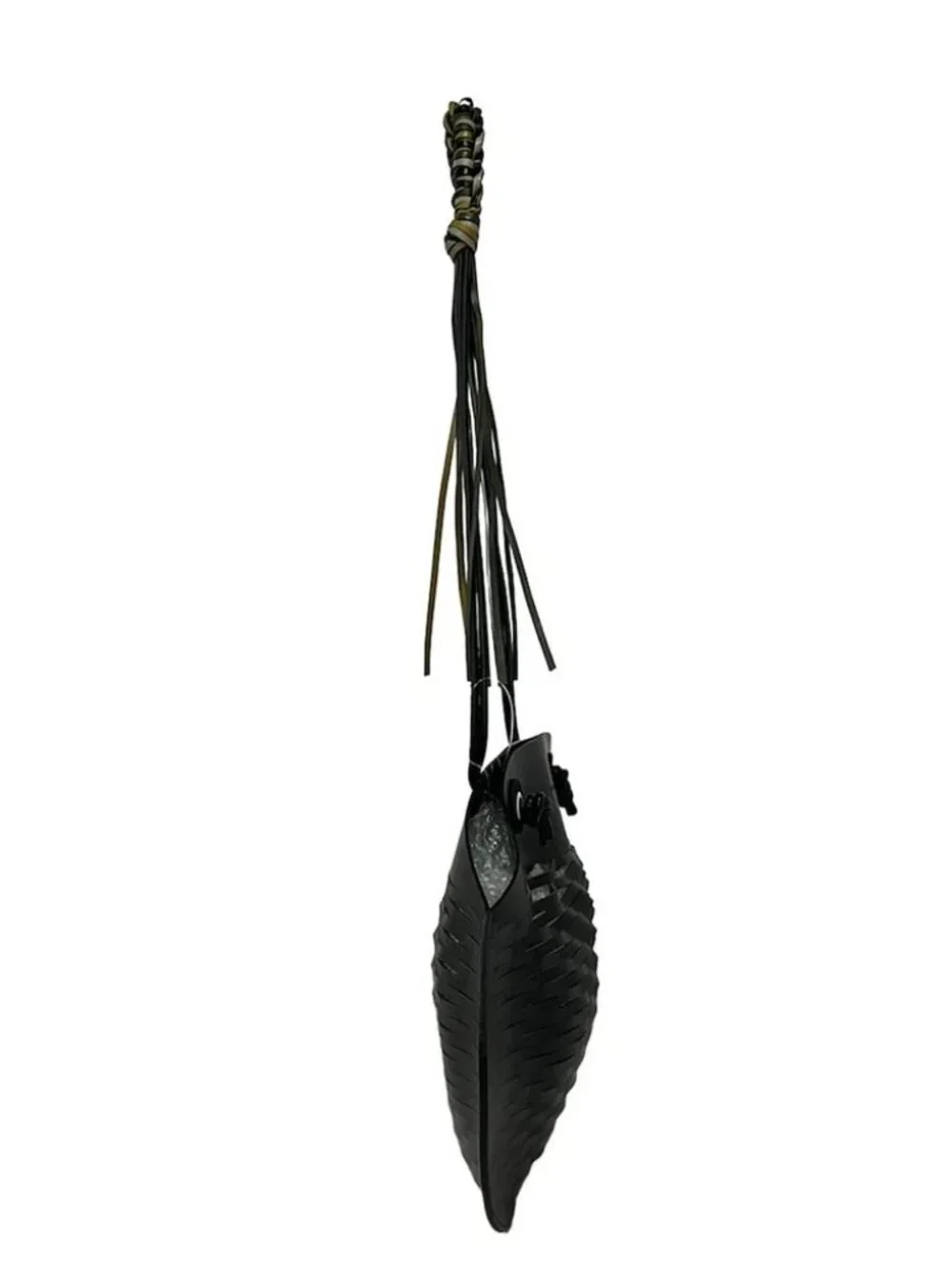 A VACATION 028-08141 Black Gray Leather Shoulder Bag